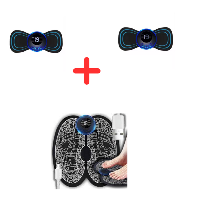 Combo Relax: Tapete Masajeador de Pies EMS + 2 Masajeadores Mariposa